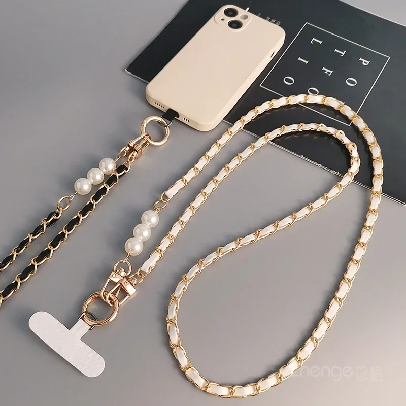 Crossbody Lanyard Neck Strap Case - เชือกคล้องโทรศัพท์มือถือผู้หญิงคอยาวและสายคล้องไหล่เคสโทรศัพท์ Universal Lanyard ยาว Crossbody Pearl