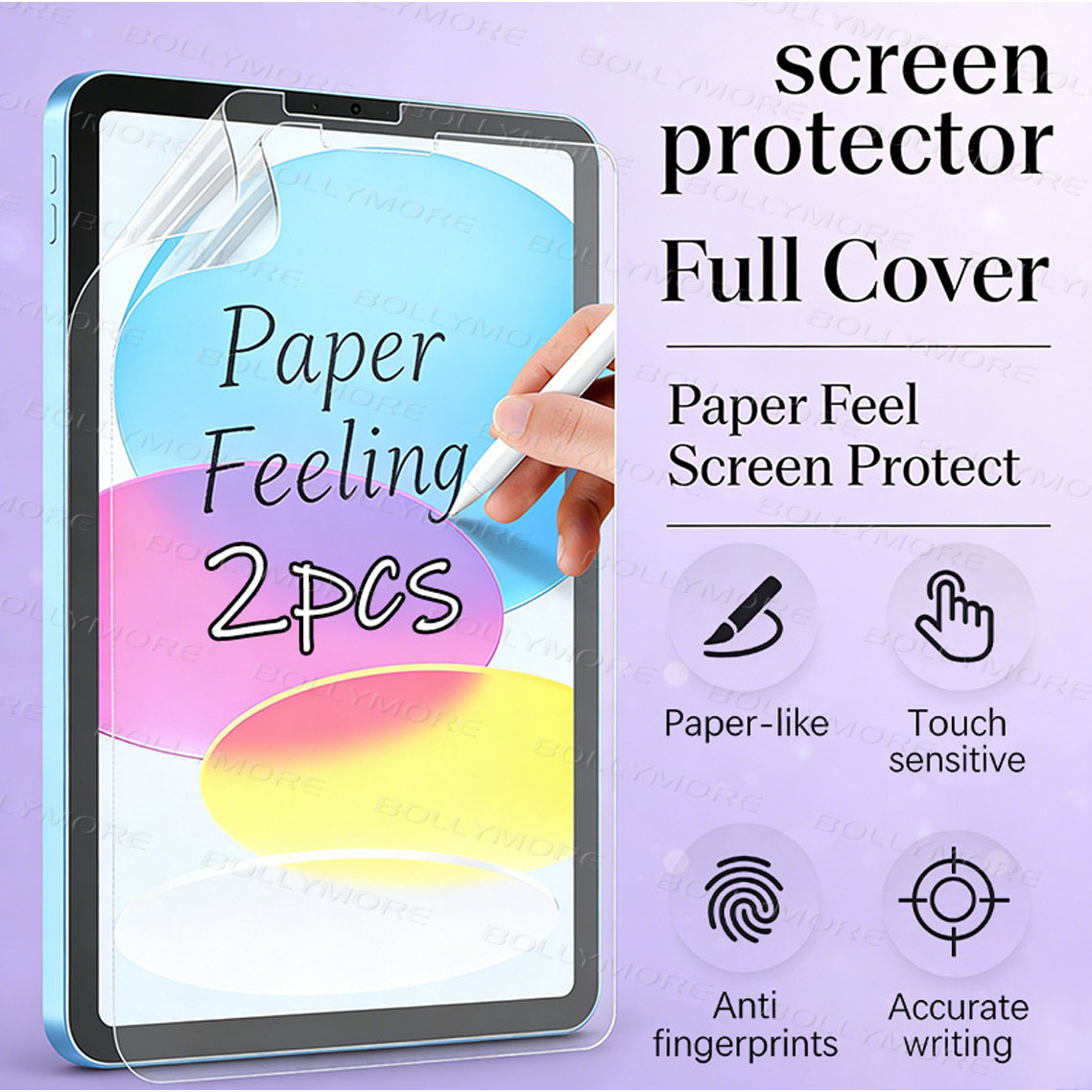 Matte Anti Glare Screen Protector - 2 ชิ้น, ฟิล์มป้องกันแบบเรียบ, เหมาะสำหรับ iPad, เขียนและวาดได้ลื่นเหมือนกระดาษ,